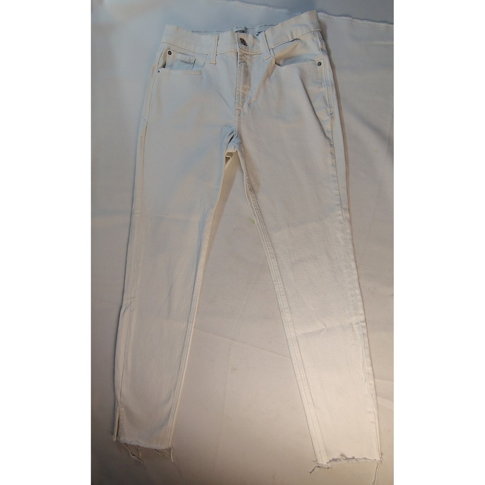 Kensie Jeans The Kelsey High Rise Skinny White Denim Raw‎ Hem Pants Womens 4/27